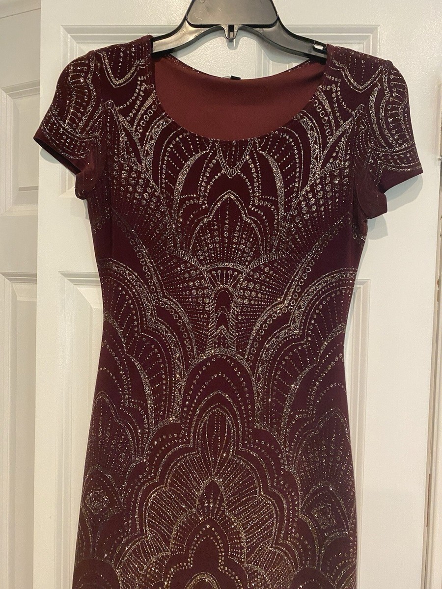 Jump Apparel Dress Burgundy Size Small XS Junior Sheath Glitter Knit | eBay