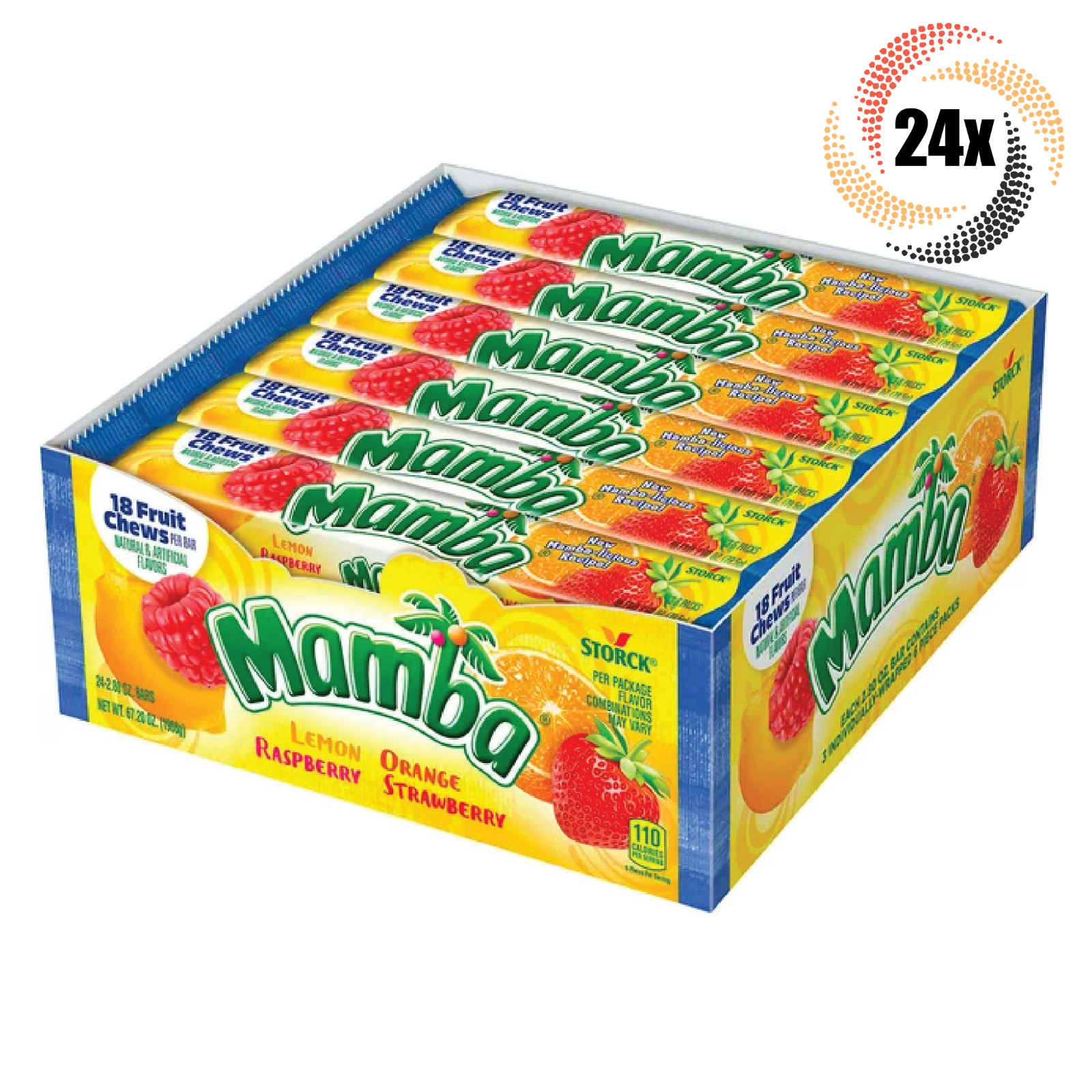 Полная коробка из 24 упаковок фруктового ассорти Mamba Original по 18 жевательных резинок в каждой 28 унции 7990₽