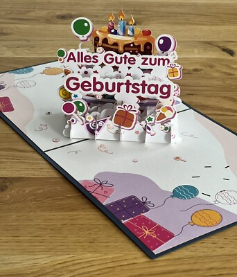 Pop-Up Geburtstagskarte 3D Karte Alles Gute zum Geburtstag Grußkarte deutsch