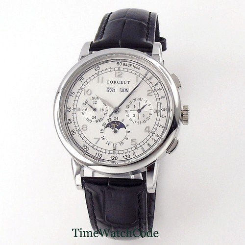 Corgeut 42mm Rose Gold Automatic Mens Watch Week Date Month Year Day/Night - Picture 3 of 38
