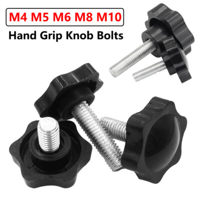 M4 M5 M6 M8 M10 Black Six Star Plum Plastik Thumb Screws Hand Grip Knob Bolt