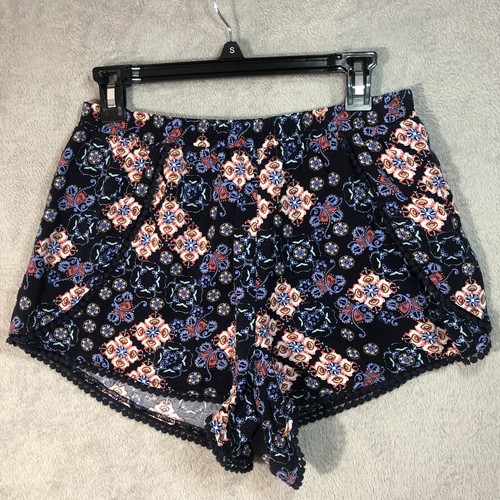 Mudd Multicolored Patterned Boho Short Shorts Partial Elastic Waist Sz M - 第 1/5 張圖片