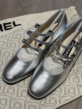 Carel Kina Mary Jane Metallic Silver Ballerina Pumps Women Size 36 BRAND NEW