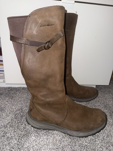 Eddie Bauer Women’s Brown Leather Suede Tall Boots Size 8 US / 38.5 EU - Picture 2 of 6