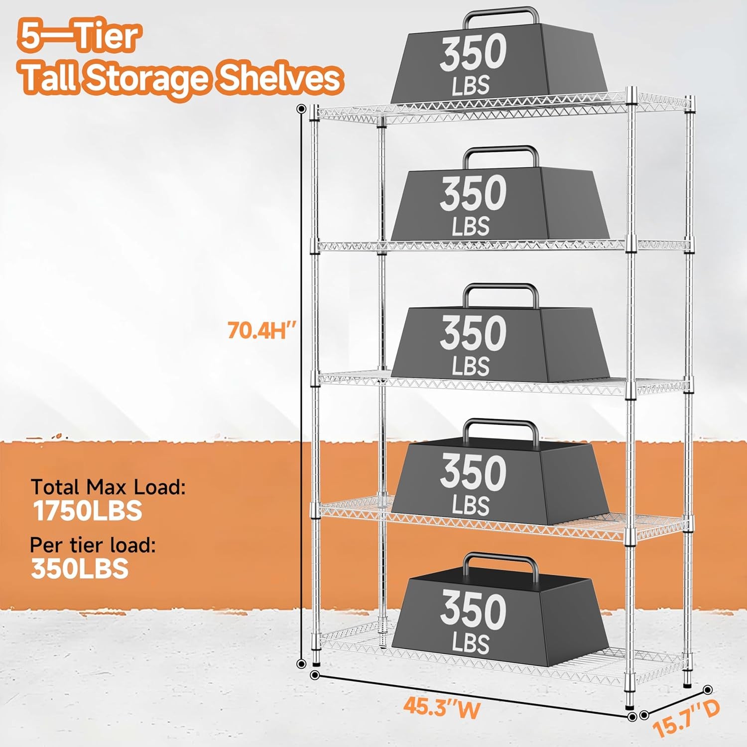 MZG 5 Tier Wire Rack Free Standing Shelving Unit Heavy Duty Storage Adjustable