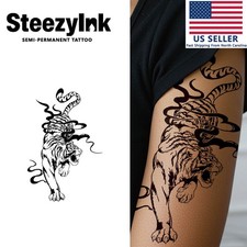 SteezyInk temporary tattoo Tiger Fury last upto 2 weeks 4 x 7 inch