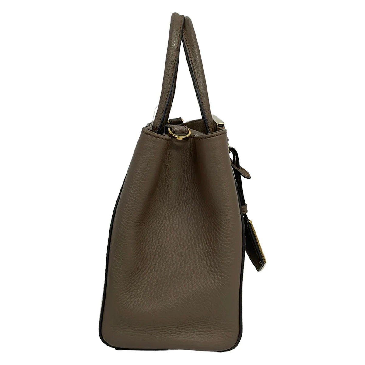 Fendi Petit 2 Jours Tote Bag Dark Brown Gold Leather View 2