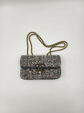 Auth Chanel Egypt Limited Edition Tweed Flap Bag Gold Chain Shoulder Crossbody