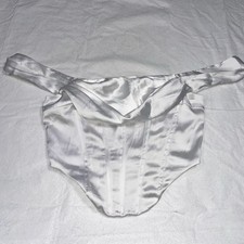 Princess Polly 6 White Satin Off Shoulder Back Zip Corset Top Piratecore Elegant