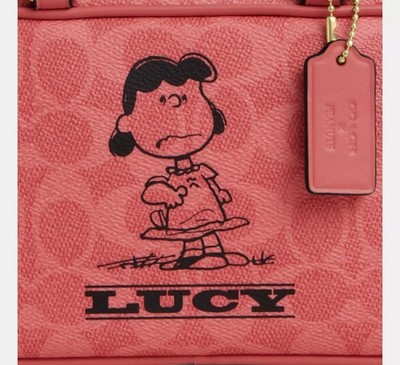 Coach x Peanuts Lucy Satchel Coral — Rare Collab — NWT