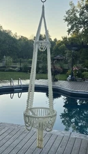 Vtg Large Beaded Hanging Plant Hanger -Drapes Like A Chandelier!  Boho Chic