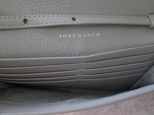 Sac bandoulière convertible TORY BURCH Robinson pochette portefeuille cuir grainé gris - Photo 4/5