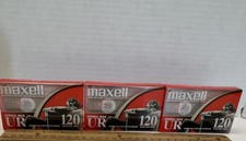 Lot Of 3 Maxell UR 120 Minute Blank Audio Cassette Tapes - New Factory Sealed