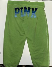Vintage Y2K Victoria's Secret PINK Butt Spell Out Green jogger Sweatpants Medium