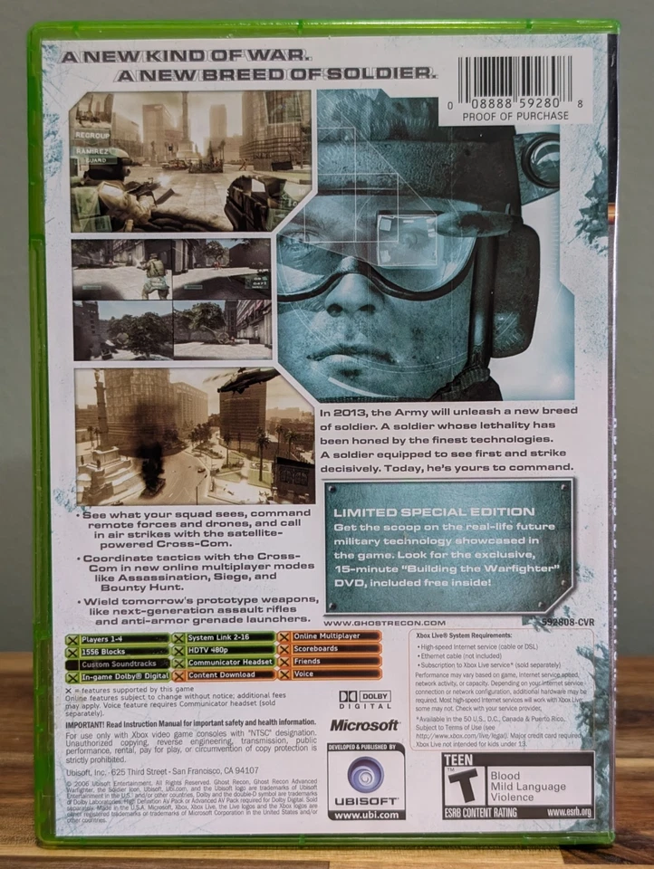 Ghost Recon Advanced Warfighter Limited Special Edition (Xbox, 2006)No Manual⬅️ - Image 2 of 4