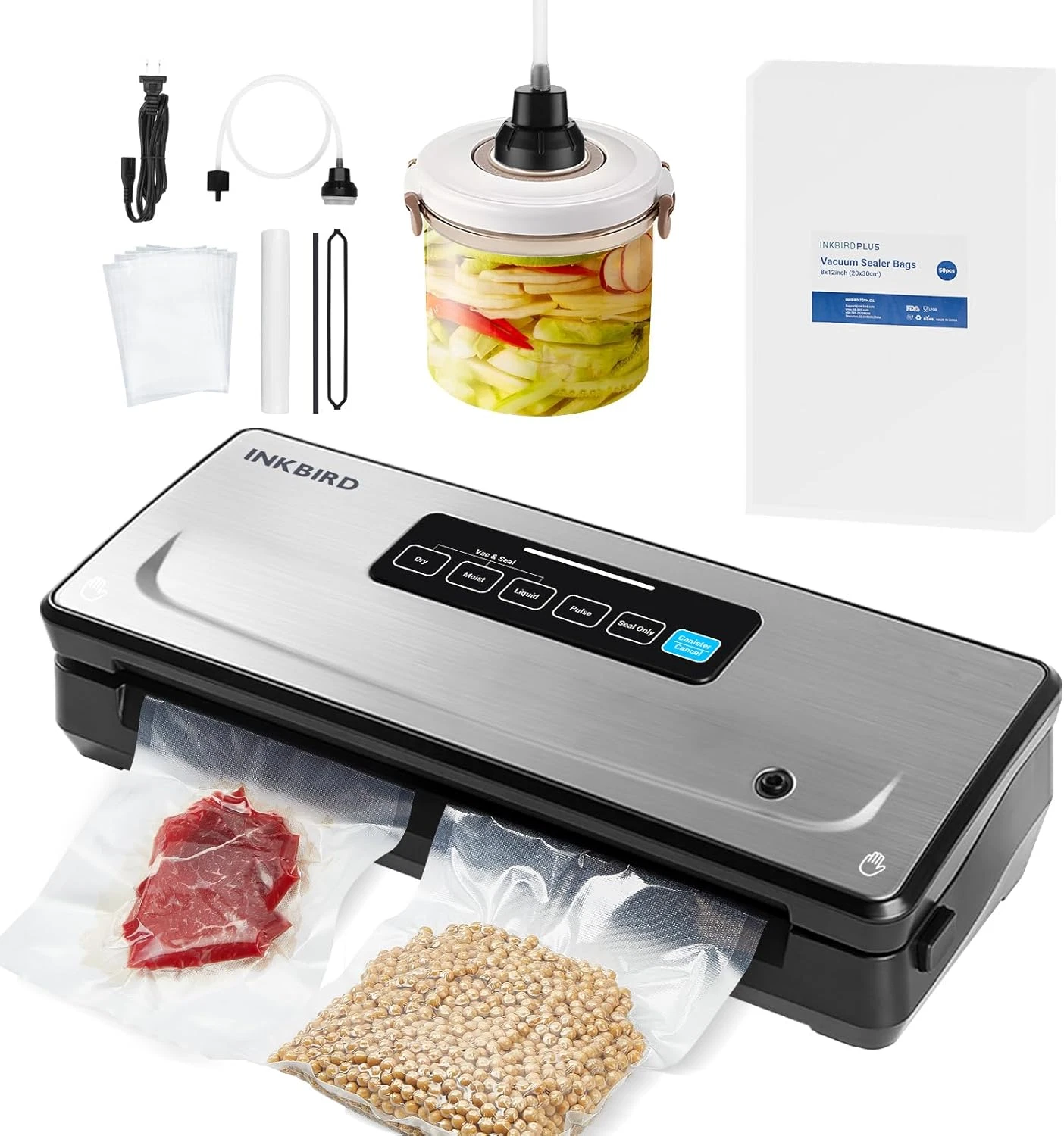 Vacuum Sealer Machine with 55 Bags & Roll, Multi-Mode Food Preservation
