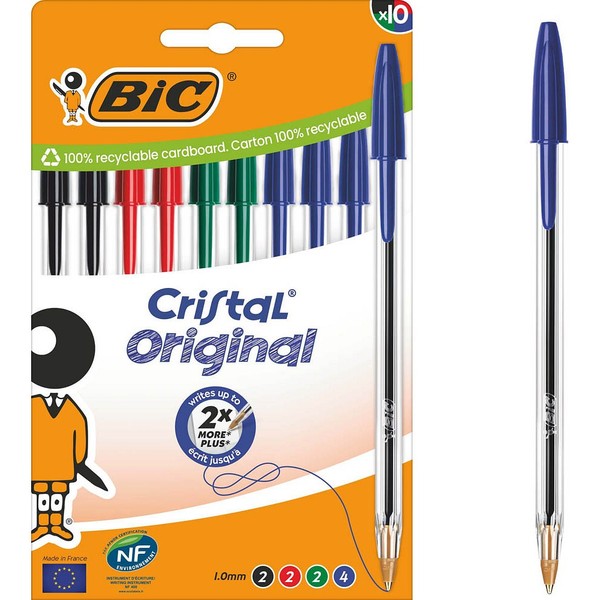 BIC Kugelschreiber Cristal Original Transparent, Schreibfarbe: Farbsortiert,...-image
