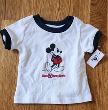 Walt Disney World Parks Mickey Mouse Classic Ringer White T-Shirt Size 0-3 M NWT