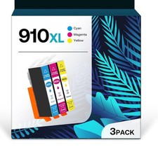 3 Pc 910XL Ink Cartridges Compatible For HP OfficeJet Pro 8010 8020 8022 8025