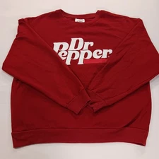 Retro Dr. Pepper Long-Sleeve Graphic Sweatshirt Men's Red Pullover Size Large