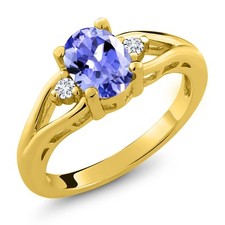 Gemstone Birthstone and Lab Grown Diamond 3-Stone Engagement Ring for Women 