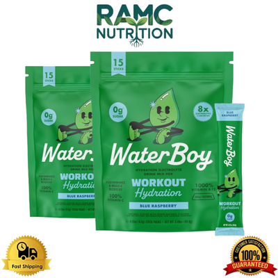 #ad Waterboy Workout Hydration Electrolyte Powder Blue Raspberry Pack of 2 $39.50