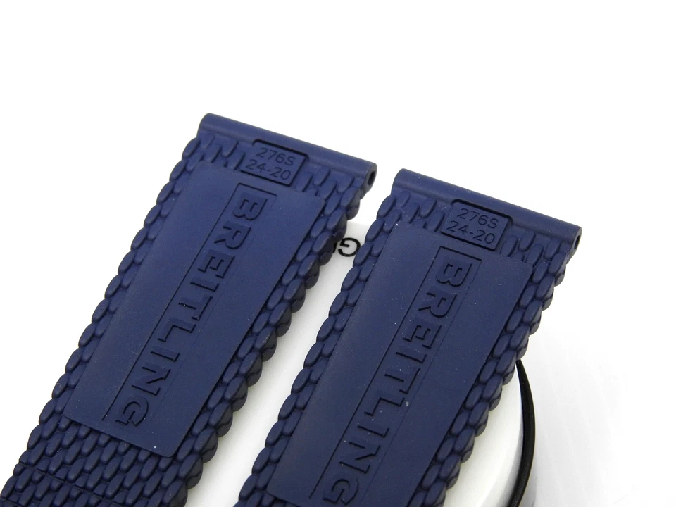 Breitling Blue Rubber Strap 24MM Inner Lug 19.75 Clasp End Dark Blue - Image 2 of 4