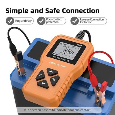6/12/24V Car Battery Tester 100-2000CCA SOH SOC Health Test 2-220AH Battery life