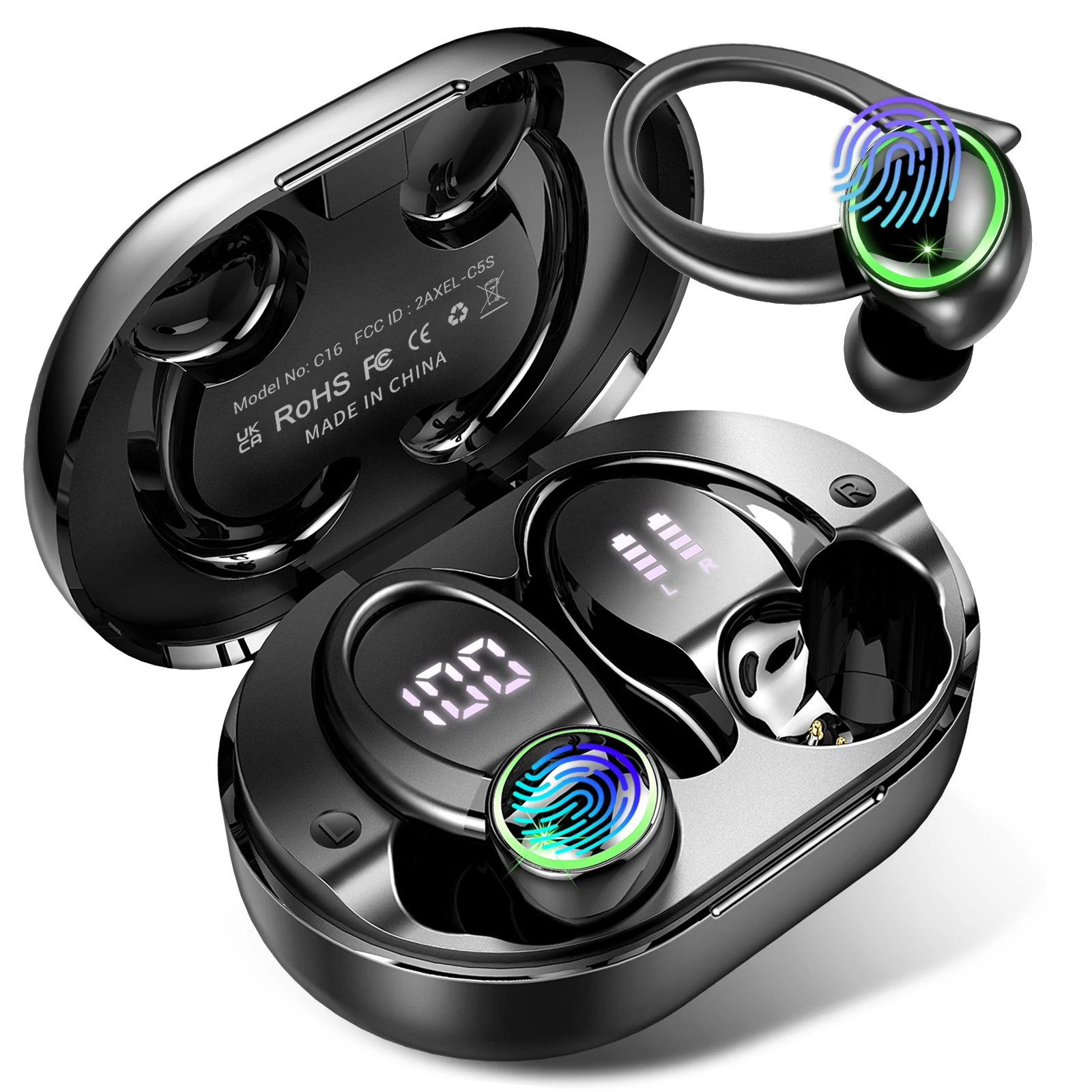 Wireless Sports Earbuds with Bluetooth 5.3, ENC Noise Cancelling Mic, and IPX Waterproof Rating