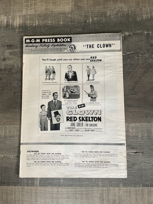 Original Vintage   M-G-M  Press Book, “The Clown”. Red Skelton L👀k