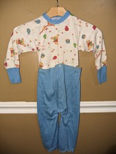 Vintage 1980's Winnie The Pooh Baby Pajama Set Snaps At Waist 4T Toddler