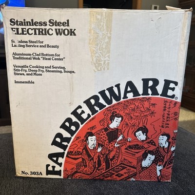 Farberware Model 303A Electric Wok Stainless Steel 14 Inches - Original Box