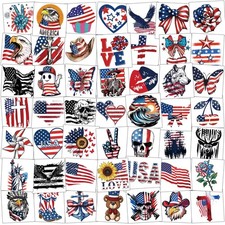 117 Sheets Independence Day Temporary Tattoos, 4 of July American Patriotic F...