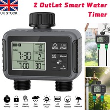 Water Timer 2 Outlets, Automatic Irrigation Timer for Garden, Yard, Lawn UK