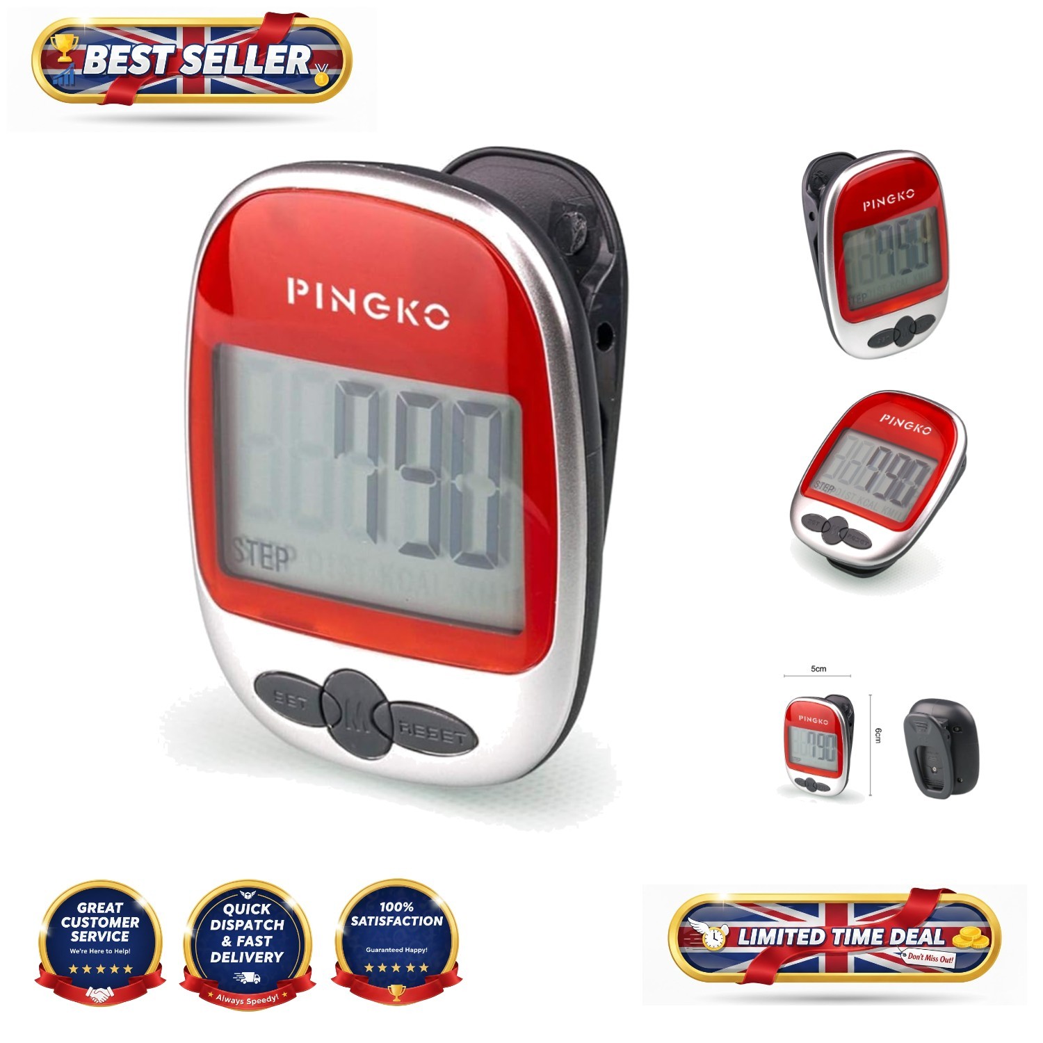 Cute Lightweight Pedometer with LCD Display - Track Steps & Calories Efficiently