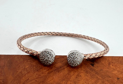 Italy 925 Sterling Silber Manschette Weißtopas Rosegold Vermeil Designer Dyadema
