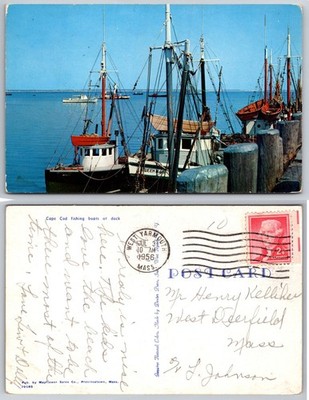 Cape Cod Fishing Boats Dock Yarmouth Mass Postcard