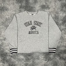Russell Athletic Utah State Aggies Crop Crewneck Sweatshirt Gray Womens Small