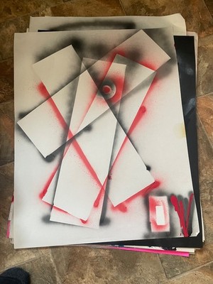 22x28 original art  Face  abstract   graffiti pop art Ody West painting