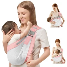 Adjustable One-Shoulder Baby Sling Carrier for Newborn to Toddler 7-45 lbs