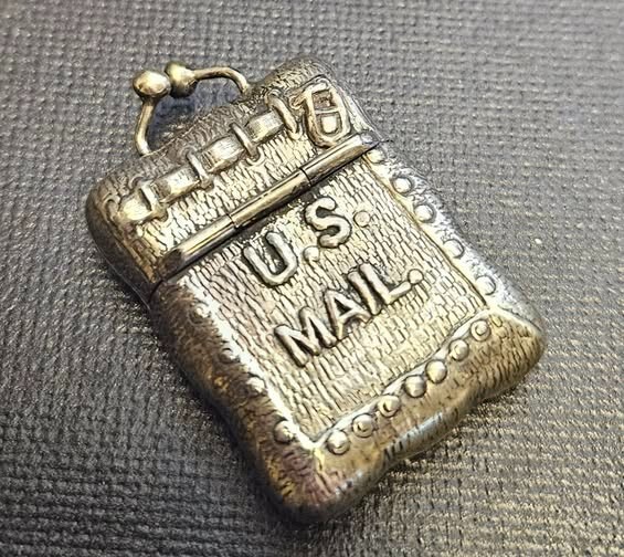 Sterling Silver US MAIL Postage Stamp Case Holder Stamped STER