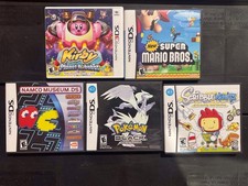 Nintendo DS Lot 5 CASES : Kirby No Manual, Pokemon Black Mario Others W/ Manuals