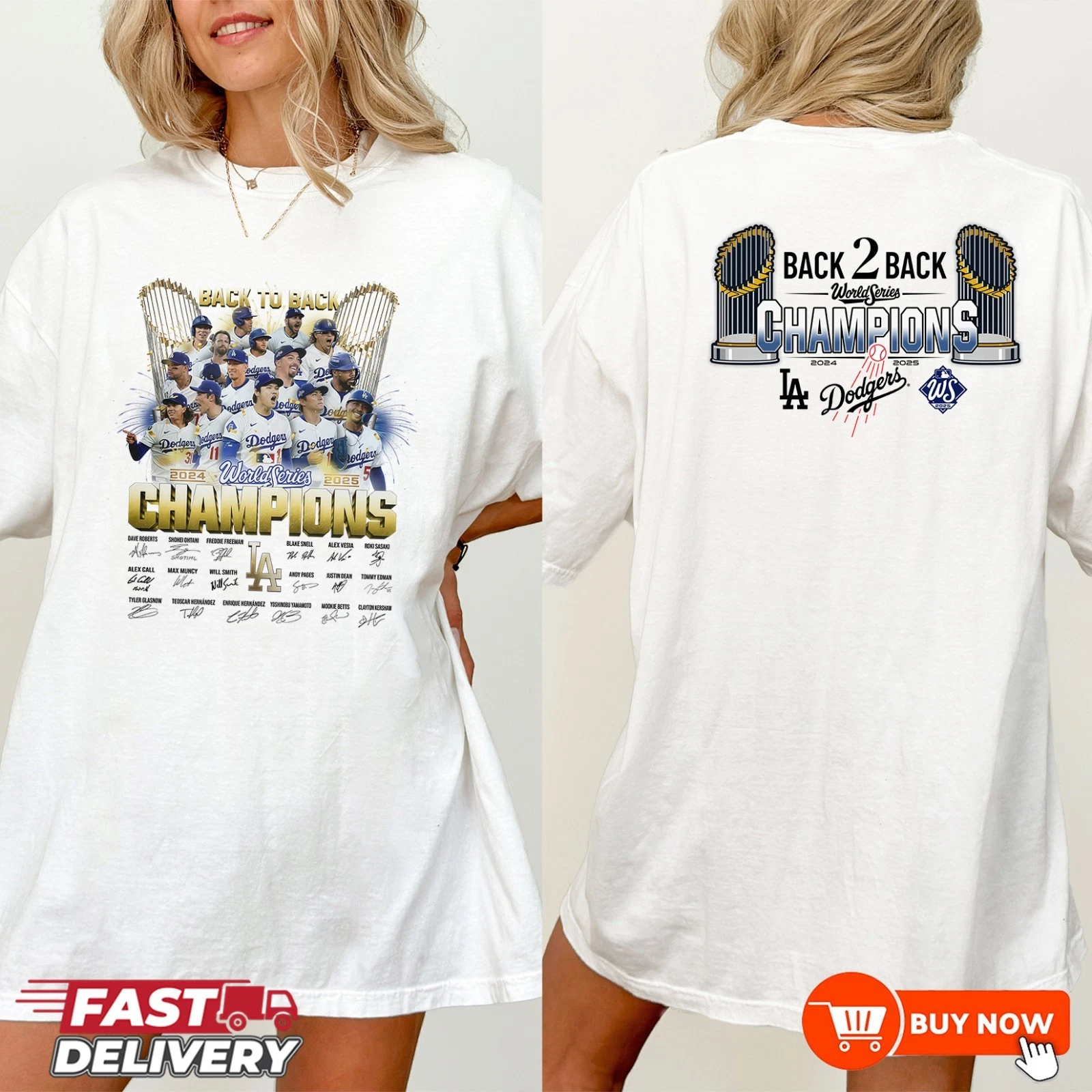 Los Angeles Dodgers World Series Champions Back To Back 2024-2025 TShirt