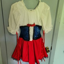 Dansco MA Ballet Dress Dance Costume Blue Red  White Roses Sequins. Ribbons