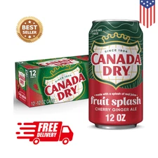 Canada Dry Cherry Ginger Ale Fruit Splash 12oz Cans 12 Pack Fast Shipping