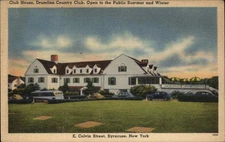 Syracuse  NY Drumlins Country Club House E. Colvin St Linen 1930s-50s Postcard