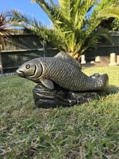 Stone Garden Koi Carp Bronzed Metallic Gold Indoor Outdoor Ornament Statue Pond