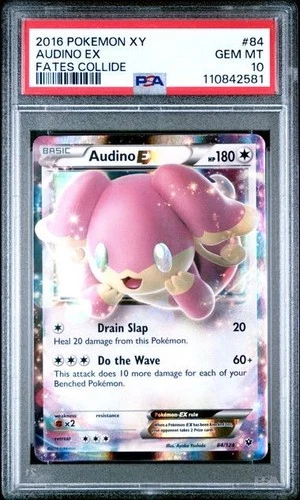 PSA 10 GEM MINT Audino EX, XY Fates Collide Pokemon Ultra Rare, 84/124
