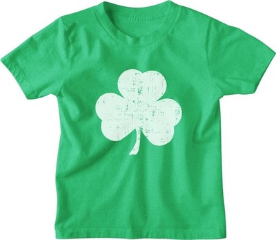 NYC FACTORY USA Screen Printed Shamrock Youth T-Shirt Distressed Tee Kids...