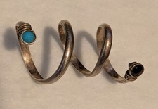 Sterling Silver Snake Wrap Ring Adjustable Blue Black Stones